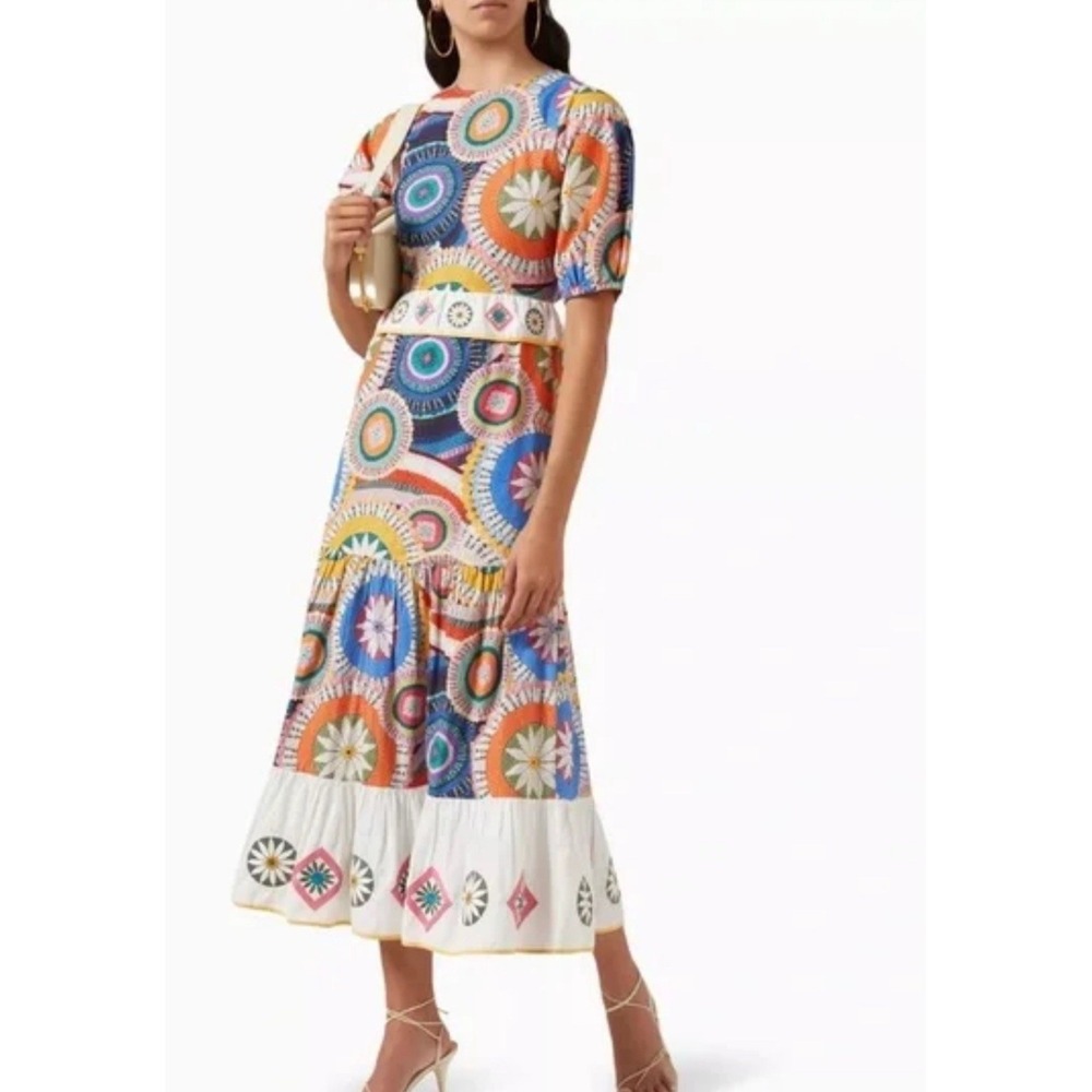Never Fully Dressed Malibu Midi Dress Cotton-poplin‎ Boho Crochet Embroidered